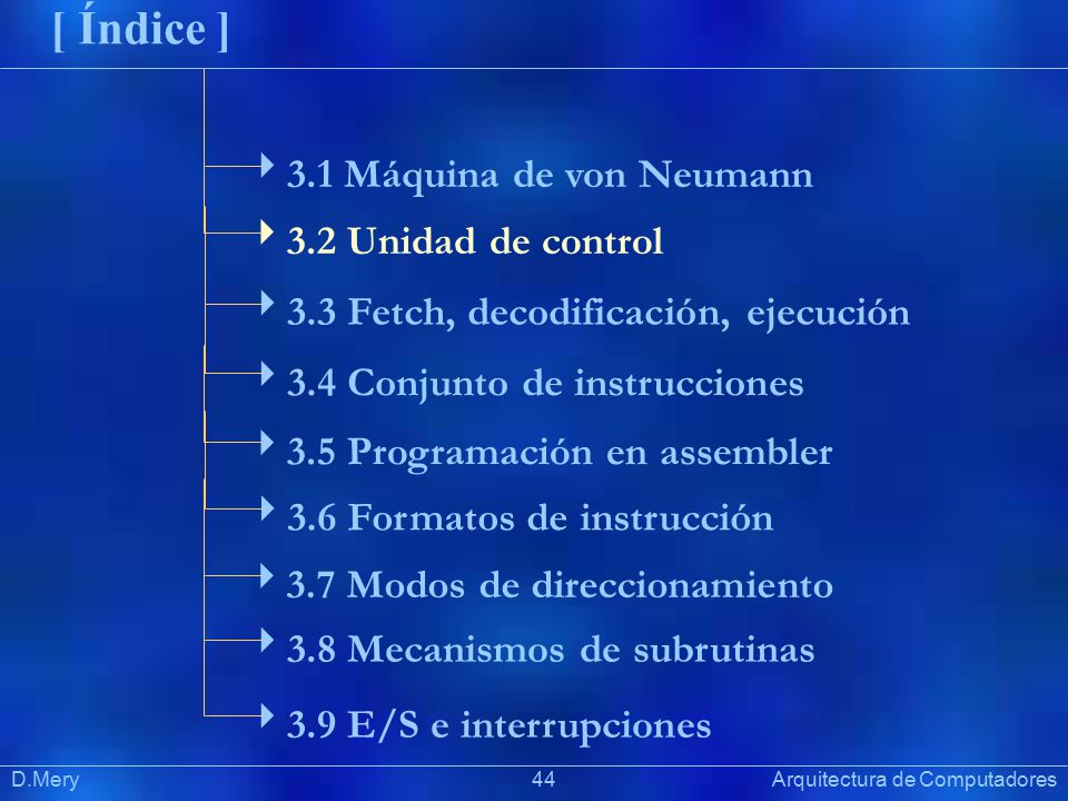 [ Índice ] 3.1 Máquina de von Neumann 3.2 Unidad de control