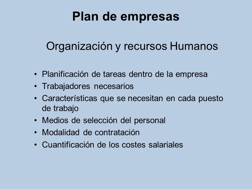 Organización y recursos Humanos