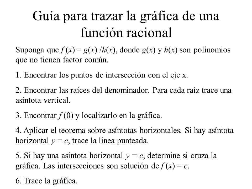 Guía para trazar la gráfica de una función racional