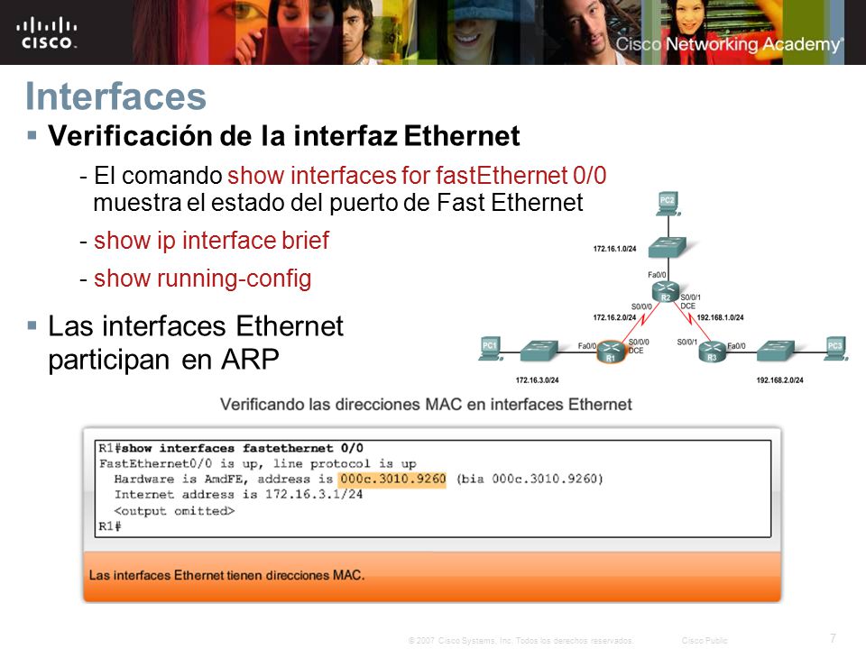Interfaces Verificación de la interfaz Ethernet