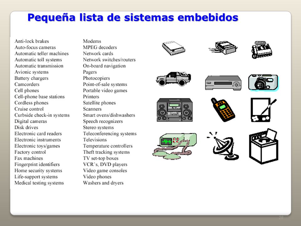Pequeña lista de sistemas embebidos
