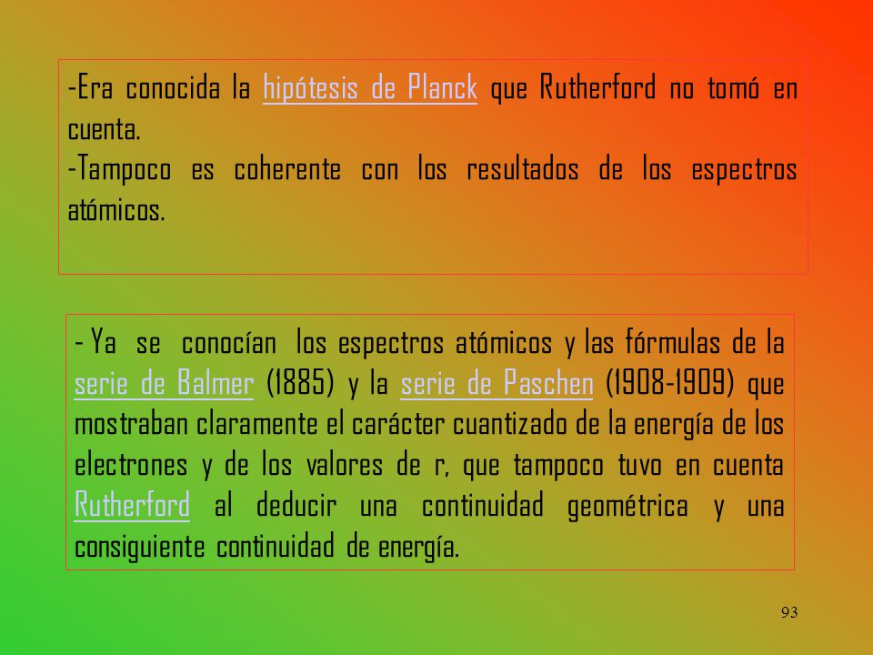 Era conocida la hipótesis de Planck que Rutherford no tomó en cuenta.
