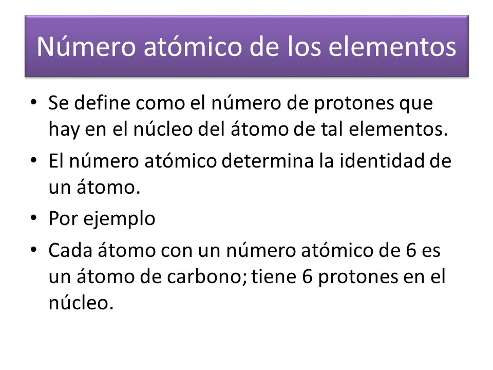Número atómico de los elementos