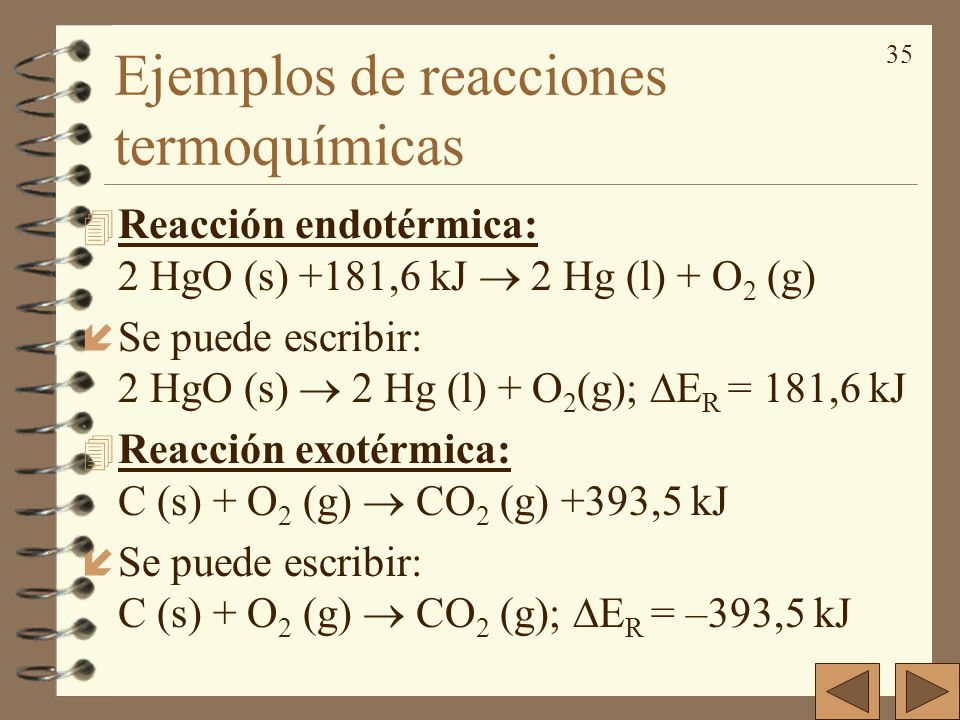 Ejemplos de reacciones termoquímicas