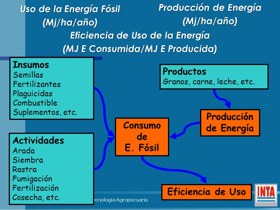 Eficiencia de Uso de la Energía (MJ E Consumida/MJ E Producida)