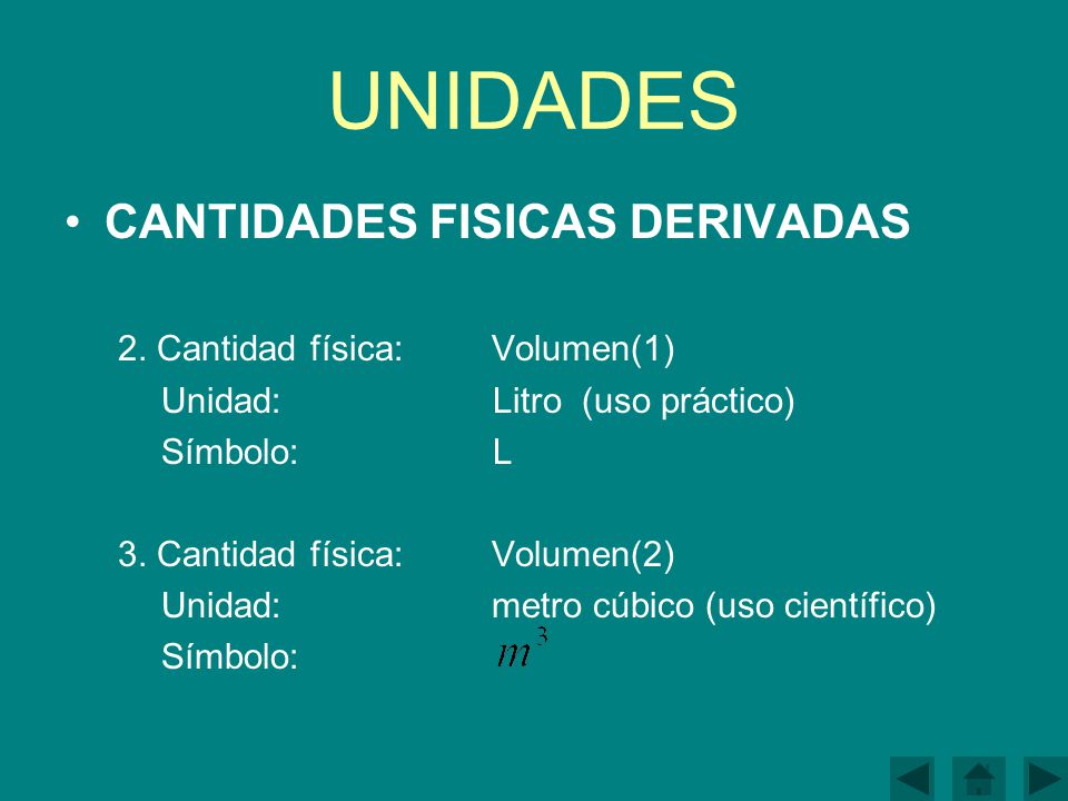 UNIDADES CANTIDADES FISICAS DERIVADAS 2. Cantidad física: Volumen(1)