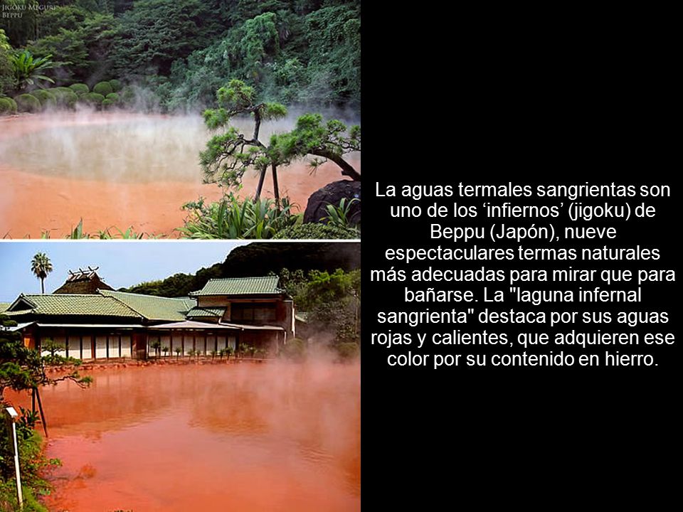 La aguas termales sangrientas son uno de los ‘infiernos’ (jigoku) de Beppu (Japón), nueve espectaculares termas naturales más adecuadas para mirar que para bañarse.