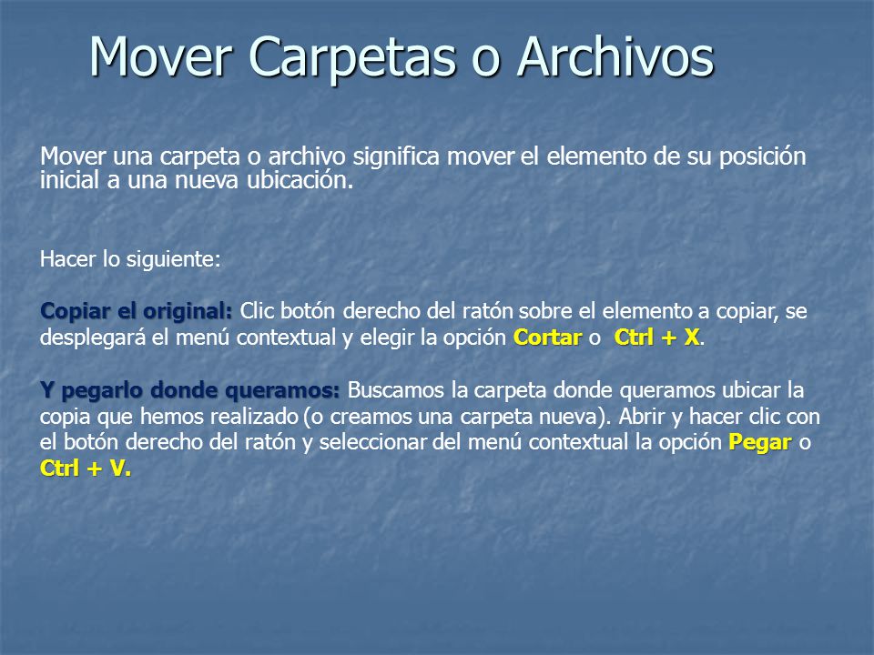 Mover Carpetas o Archivos