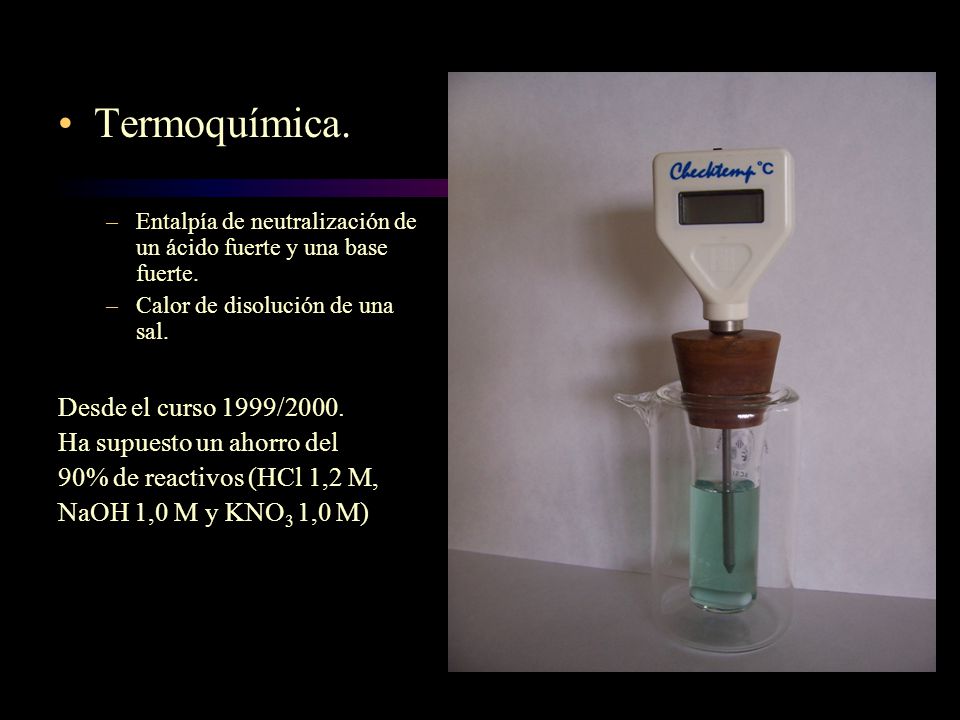 Termoquímica. Desde el curso 1999/2000. Ha supuesto un ahorro del
