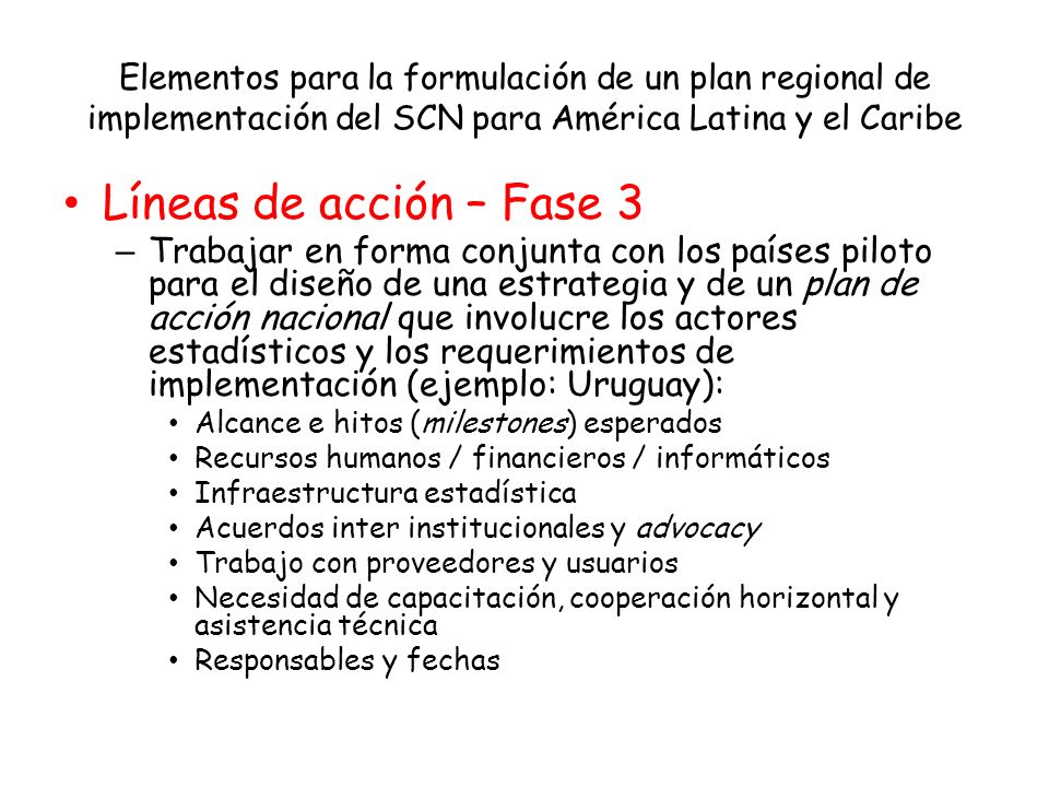 Elementos para la formulación de un plan regional de implementación del SCN para América Latina y el Caribe