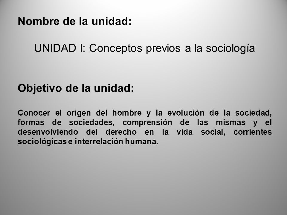 UNIDAD I: Conceptos previos a la sociología