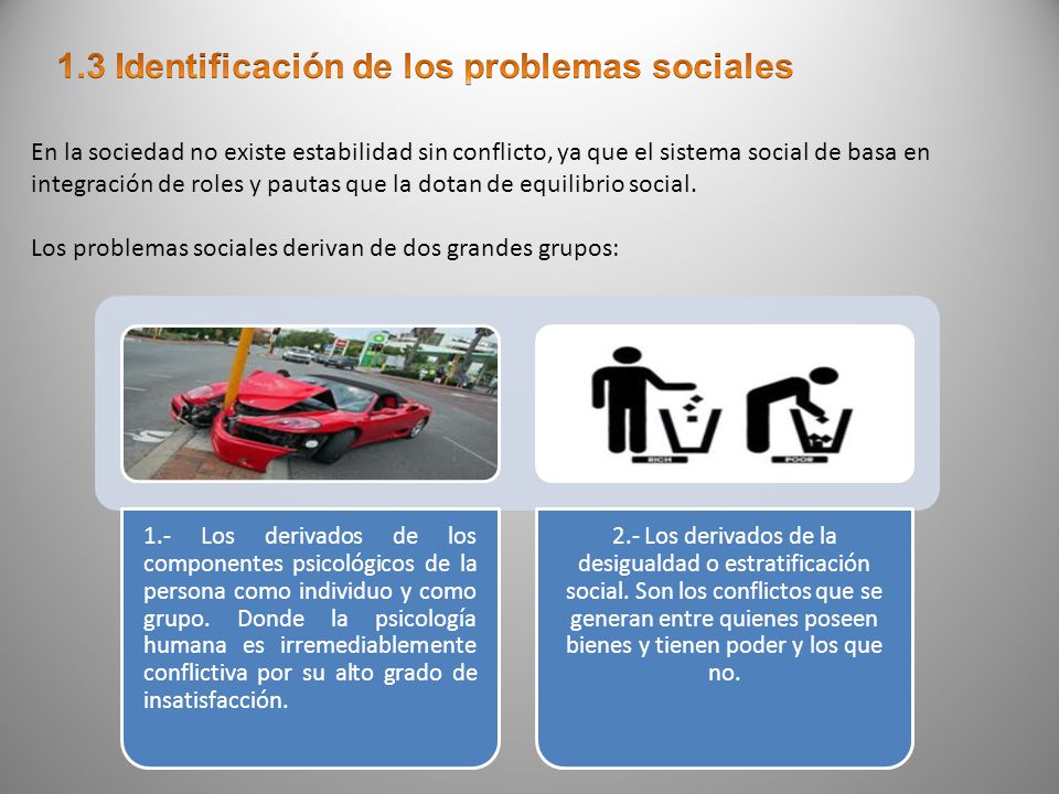 1.3 Identificación de los problemas sociales