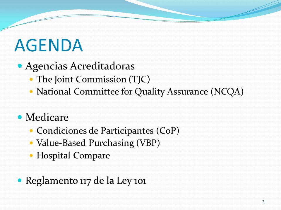 AGENDA Agencias Acreditadoras Medicare Reglamento 117 de la Ley 101