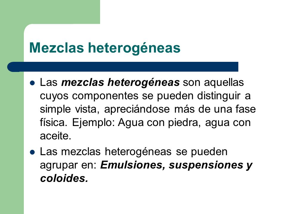 Mezclas heterogéneas