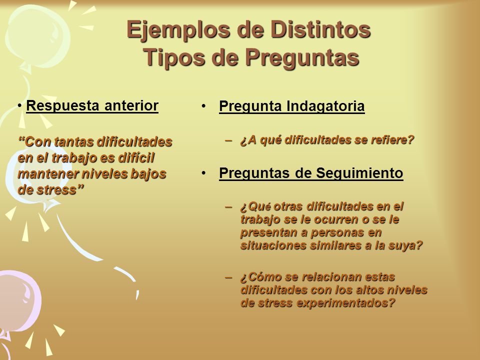 Ejemplos de Distintos Tipos de Preguntas