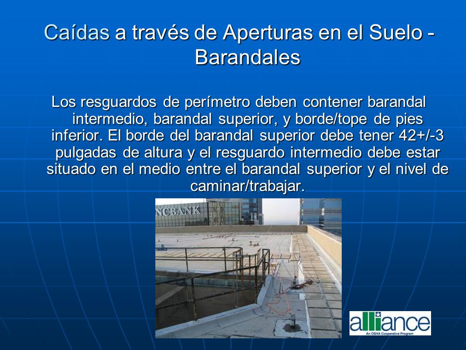 Caídas a través de Aperturas en el Suelo - Barandales