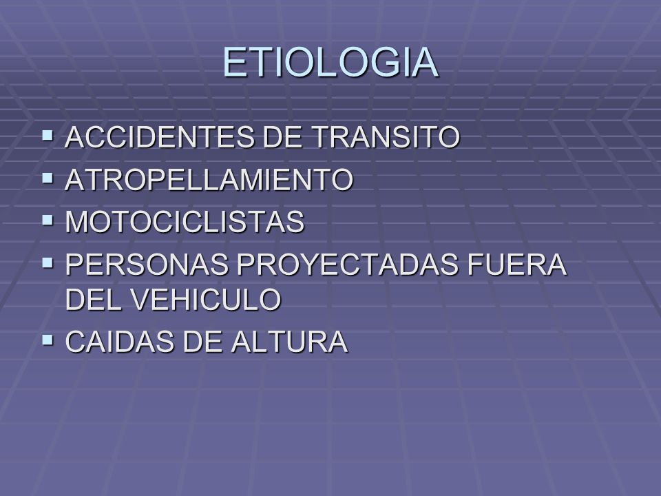 ETIOLOGIA ACCIDENTES DE TRANSITO ATROPELLAMIENTO MOTOCICLISTAS