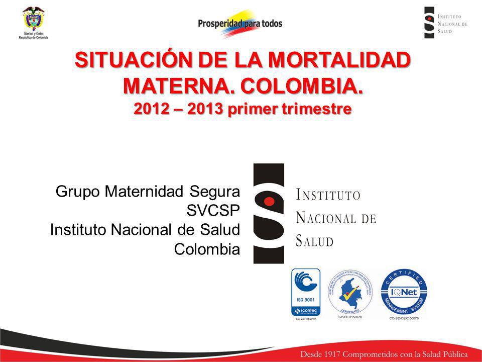 SITUACIÓN DE LA MORTALIDAD MATERNA. COLOMBIA.