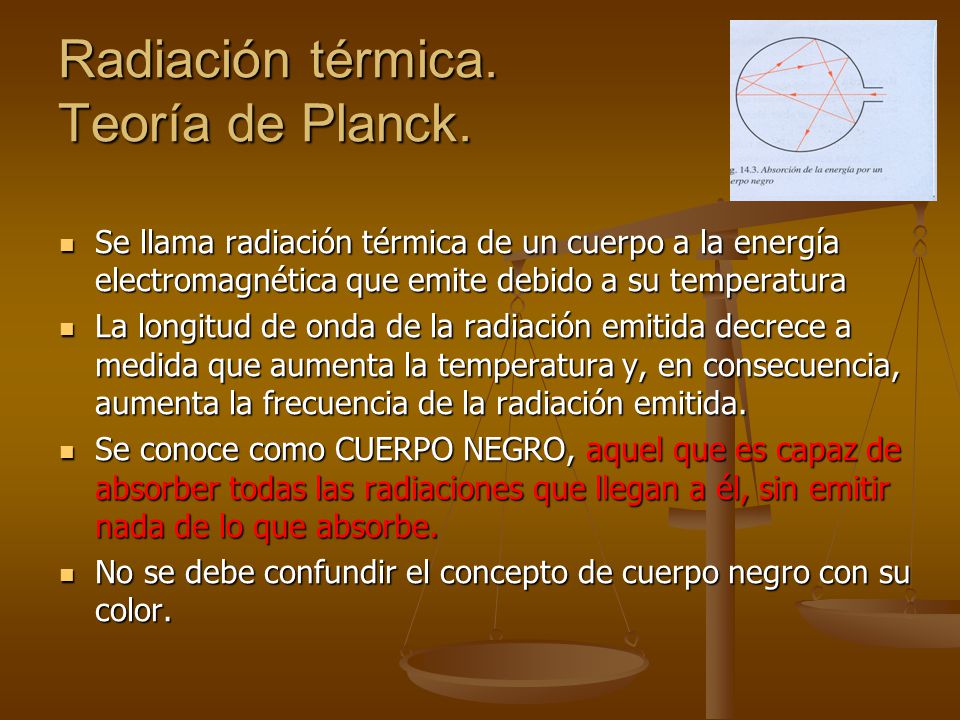 Radiación térmica. Teoría de Planck.