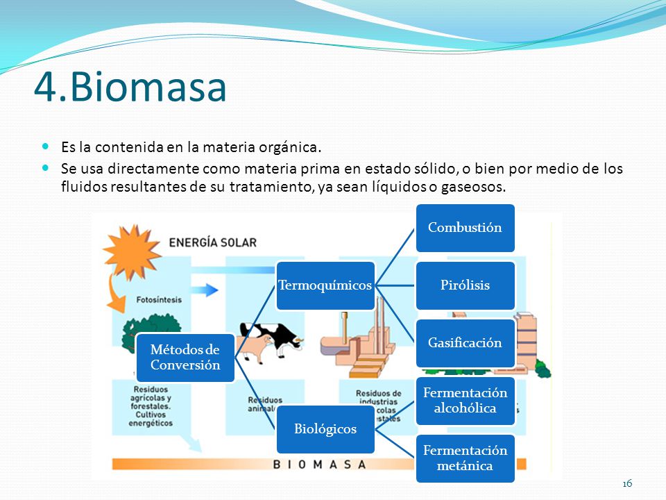 4.Biomasa Es la contenida en la materia orgánica.