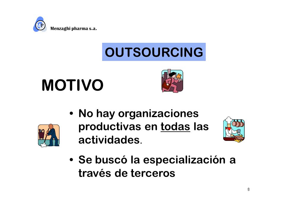 MP Menzaghi pharma s.a. M. OUTSOURCING. MOTIVO. No hay organizaciones productivas en todas las actividades.