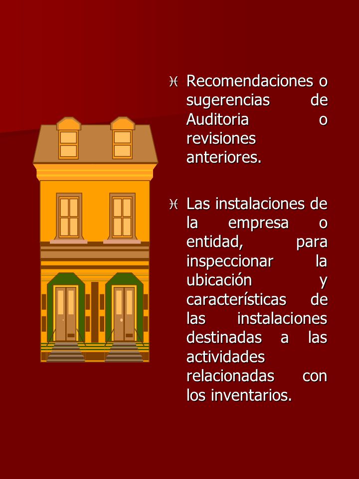 Recomendaciones o sugerencias de Auditoria o revisiones anteriores.