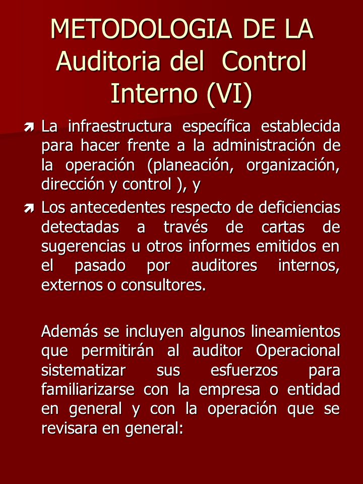 METODOLOGIA DE LA Auditoria del Control Interno (VI)