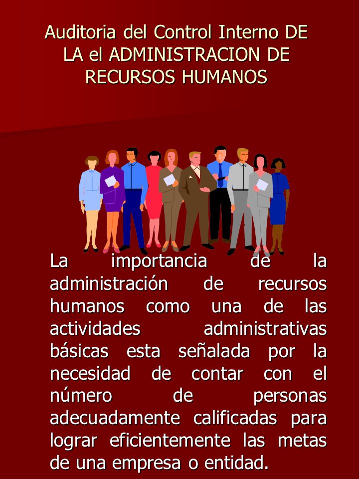 Auditoria del Control Interno DE LA el ADMINISTRACION DE RECURSOS HUMANOS