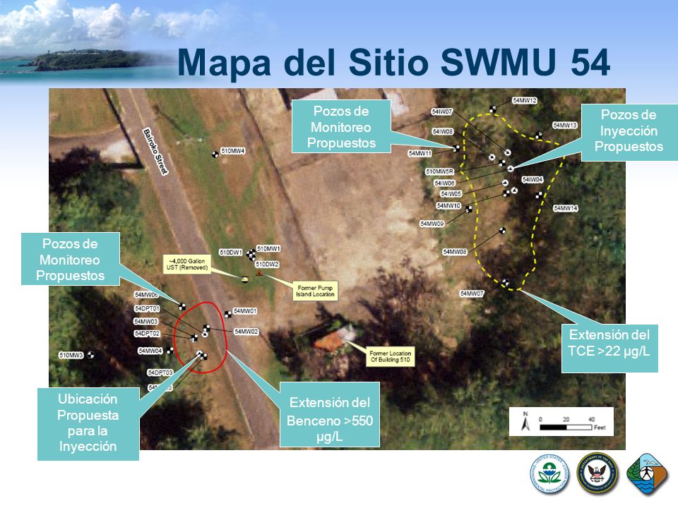 Mapa del Sitio SWMU 54 Pozos de Monitoreo Propuestos