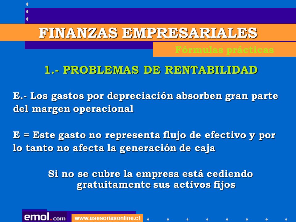 FINANZAS EMPRESARIALES 1.- PROBLEMAS DE RENTABILIDAD