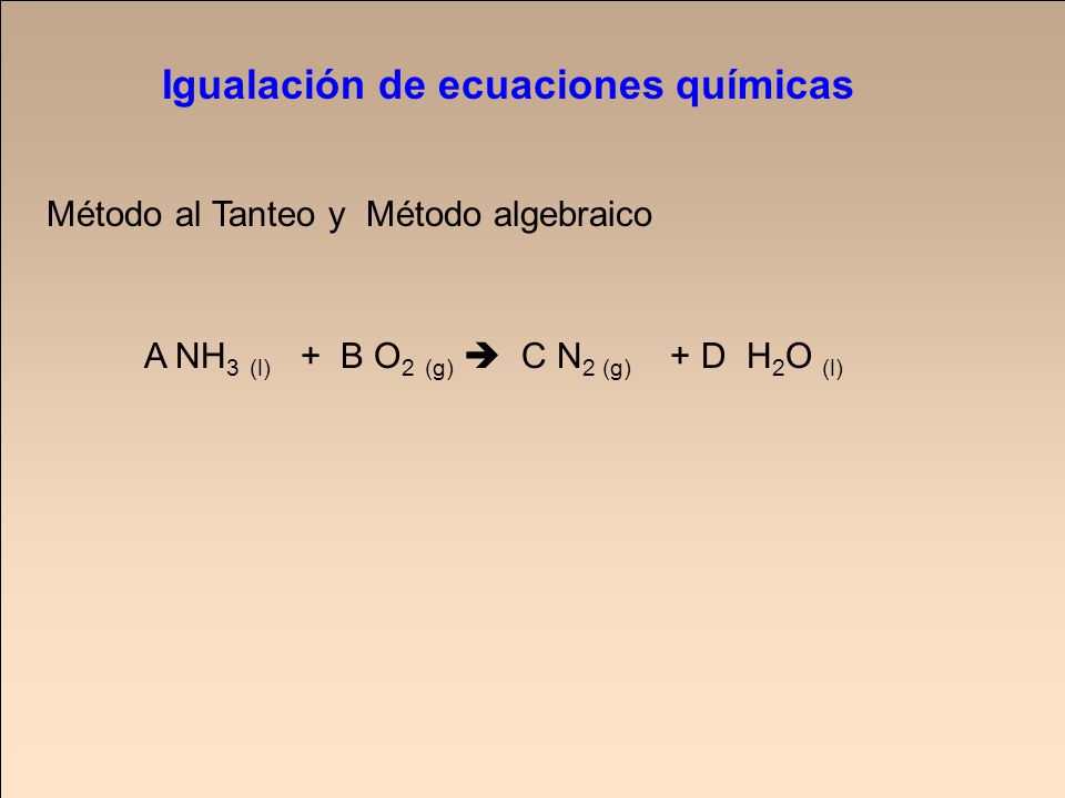 Igualación de ecuaciones químicas