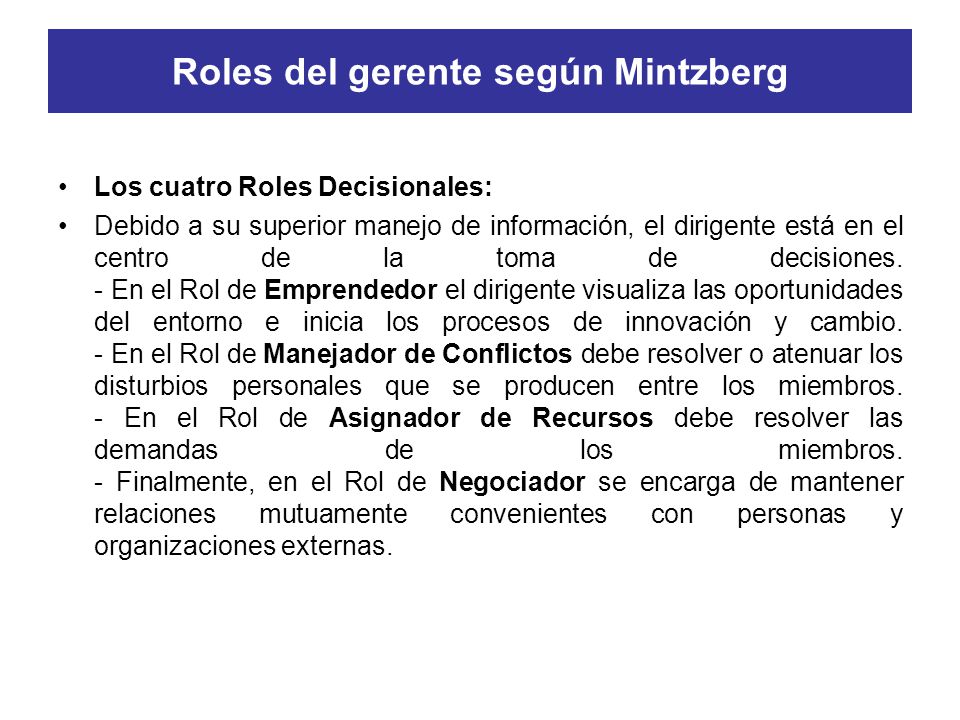 Roles del gerente según Mintzberg
