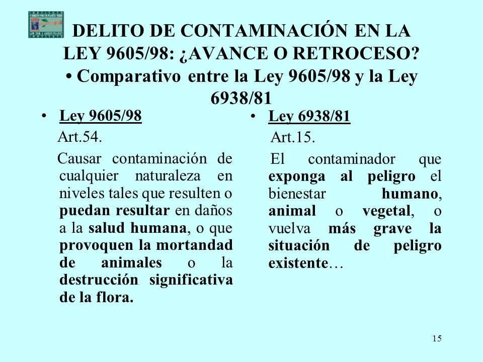 DELITO DE CONTAMINACIÓN EN LA LEY 9605/98: ¿AVANCE O RETROCESO