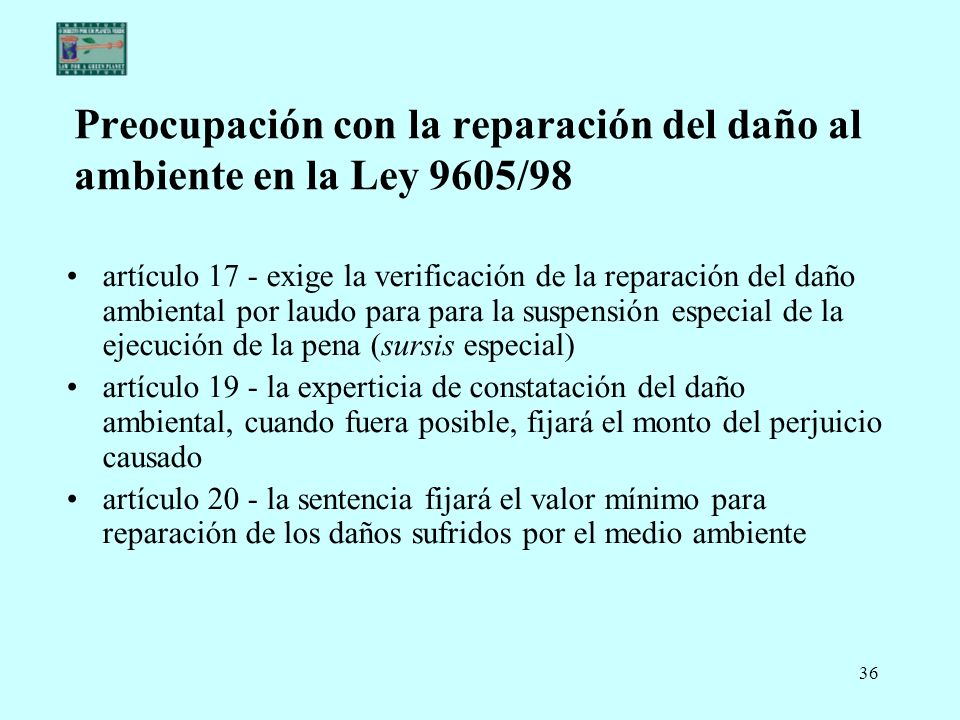 Preocupación con la reparación del daño al ambiente en la Ley 9605/98
