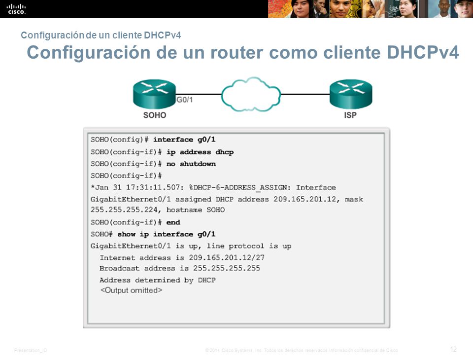 Configuración de un cliente DHCPv4 Configuración de un router como cliente DHCPv4