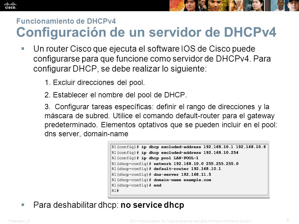 Funcionamiento de DHCPv4 Configuración de un servidor de DHCPv4