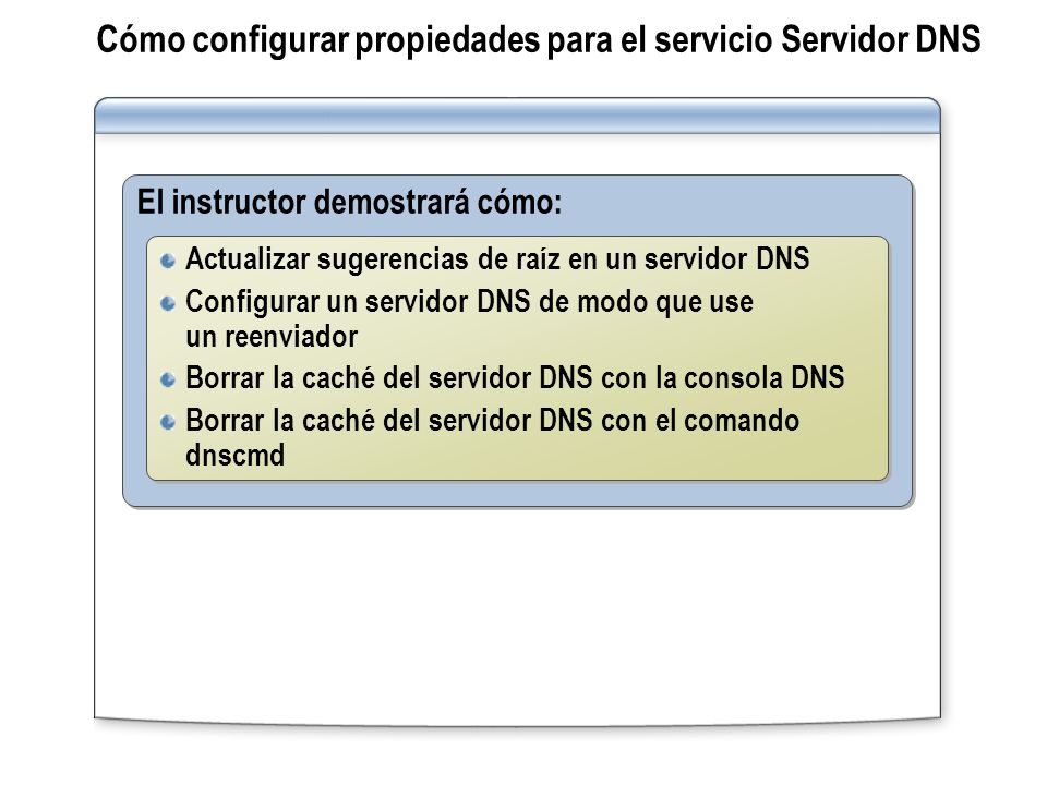 Cómo configurar propiedades para el servicio Servidor DNS