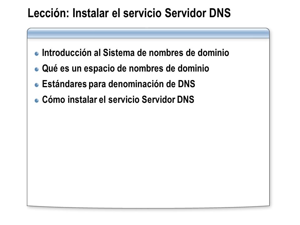 Lección: Instalar el servicio Servidor DNS