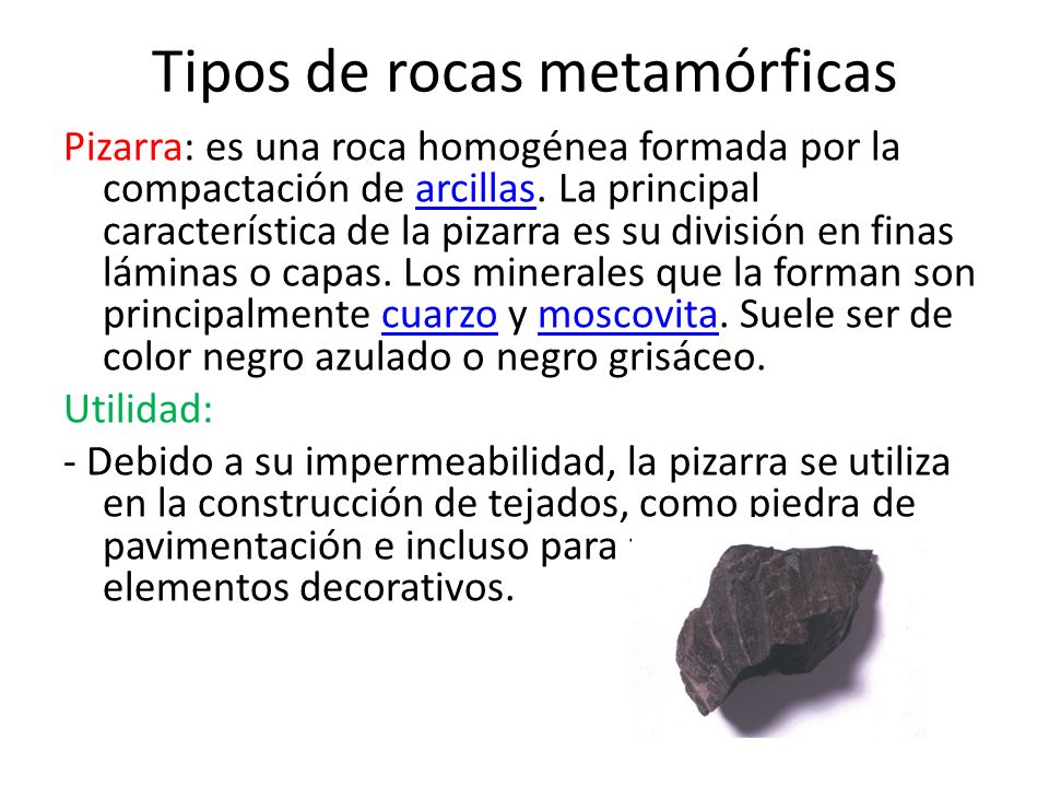 Tipos de rocas metamórficas