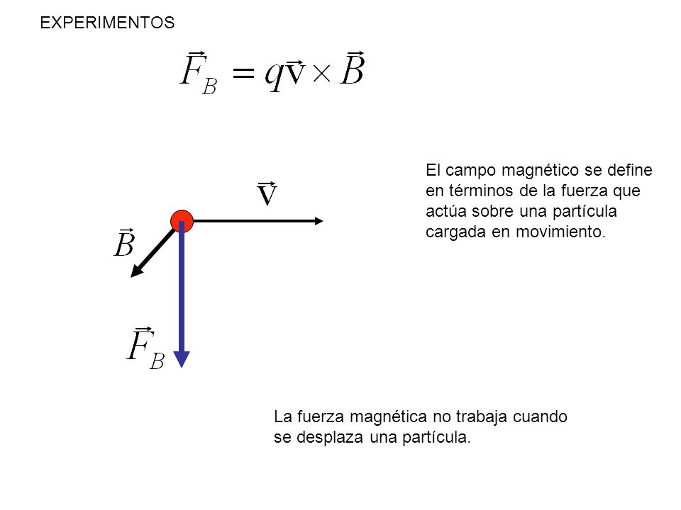 EXPERIMENTOS El campo magnético se define. en términos de la fuerza que. actúa sobre una partícula.