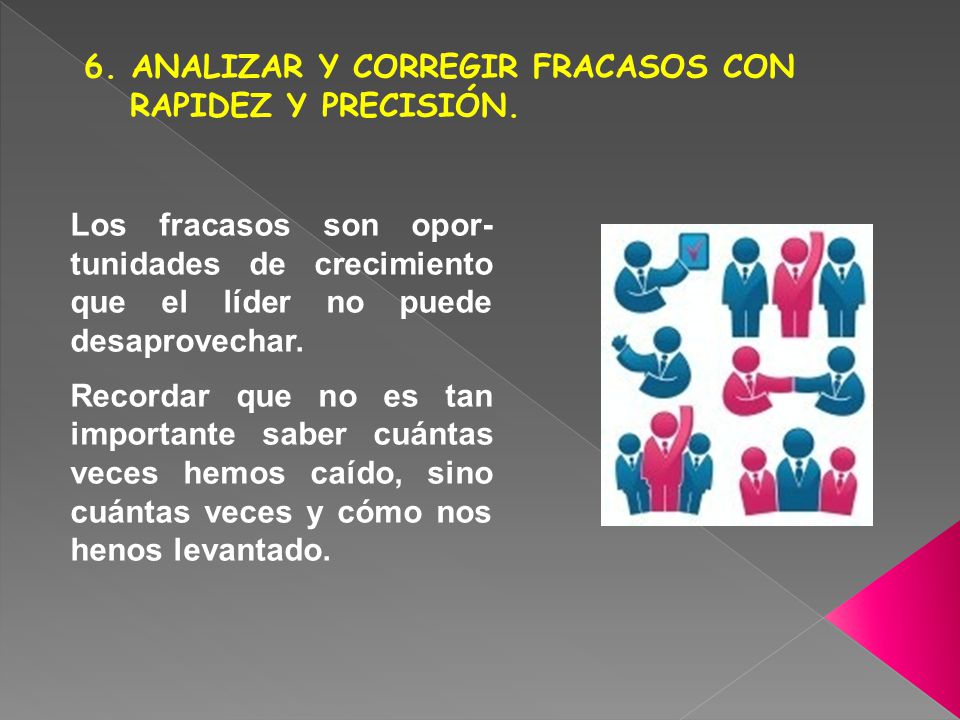6. ANALIZAR Y CORREGIR FRACASOS CON RAPIDEZ Y PRECISIÓN.