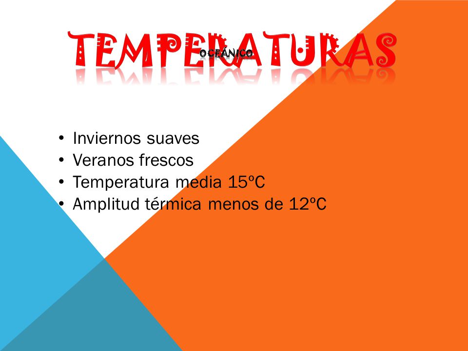 temperaturas Inviernos suaves Veranos frescos Temperatura media 15ºC