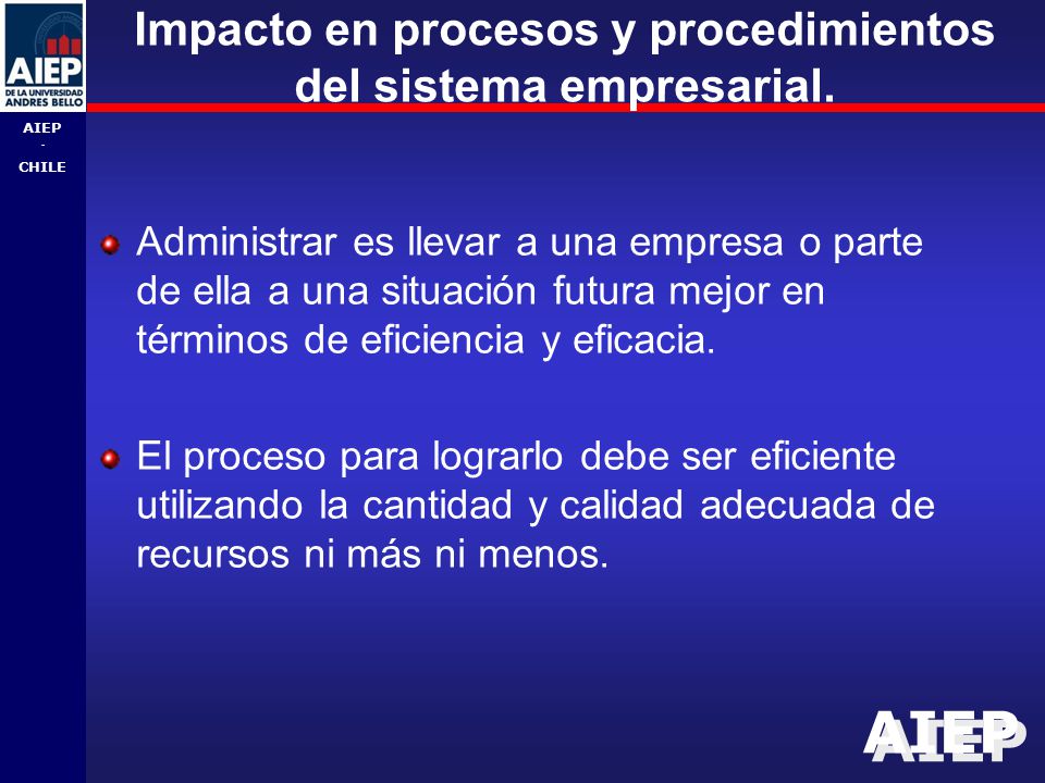 Impacto en procesos y procedimientos del sistema empresarial.