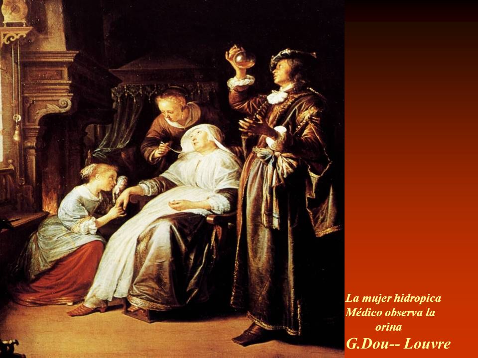 La mujer hidropica Médico observa la orina G.Dou-- Louvre