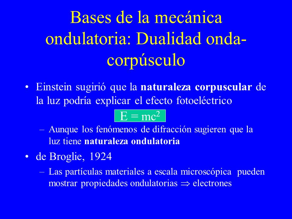Bases de la mecánica ondulatoria: Dualidad onda-corpúsculo