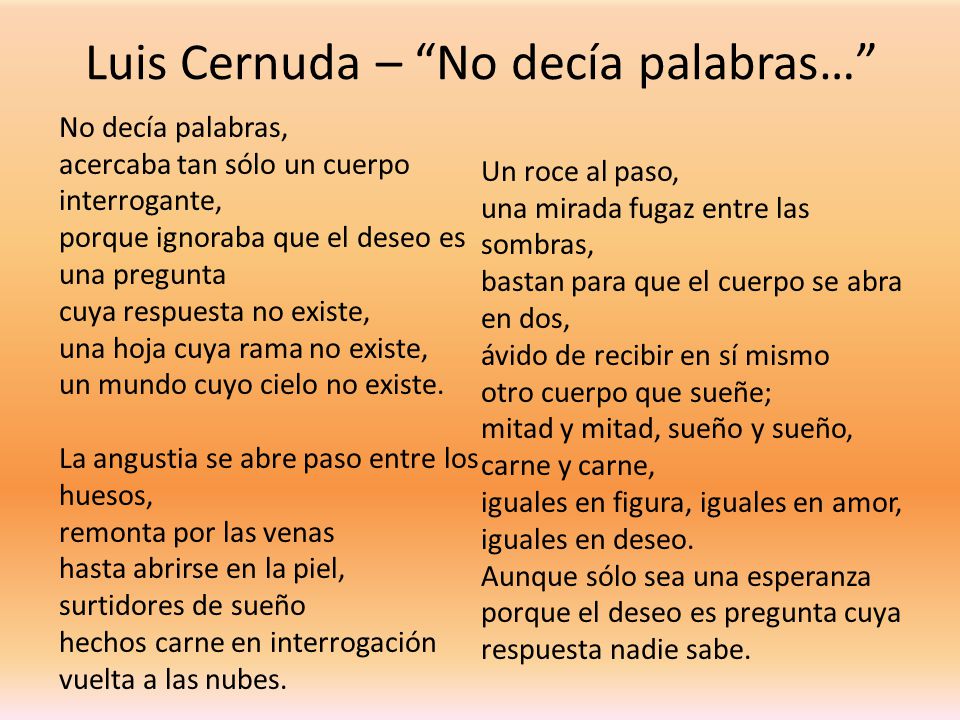 Luis Cernuda – No decía palabras…