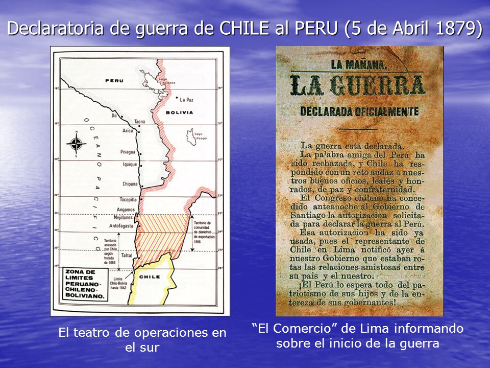 Declaratoria de guerra de CHILE al PERU (5 de Abril 1879)