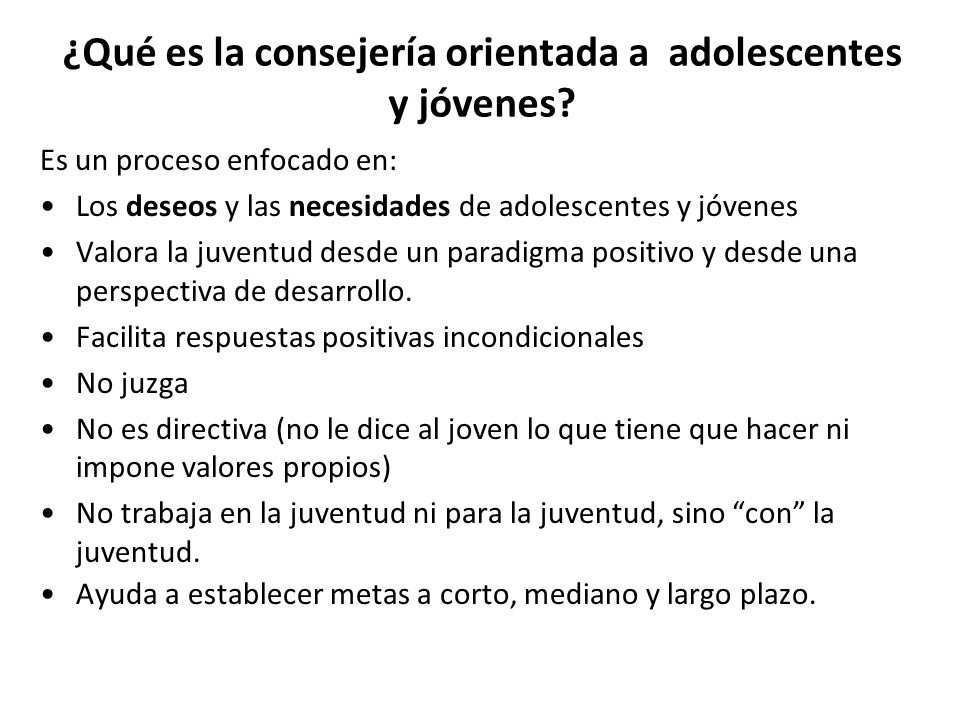 ¿Qué es la consejería orientada a adolescentes y jóvenes