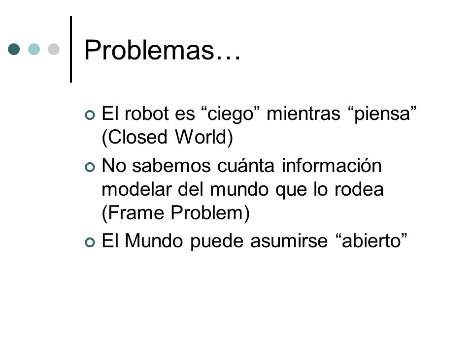 Problemas… El robot es ciego mientras piensa (Closed World)
