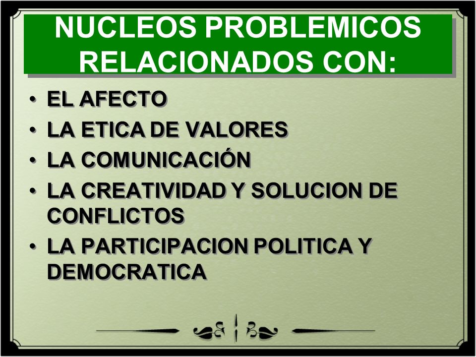NUCLEOS PROBLEMICOS RELACIONADOS CON:
